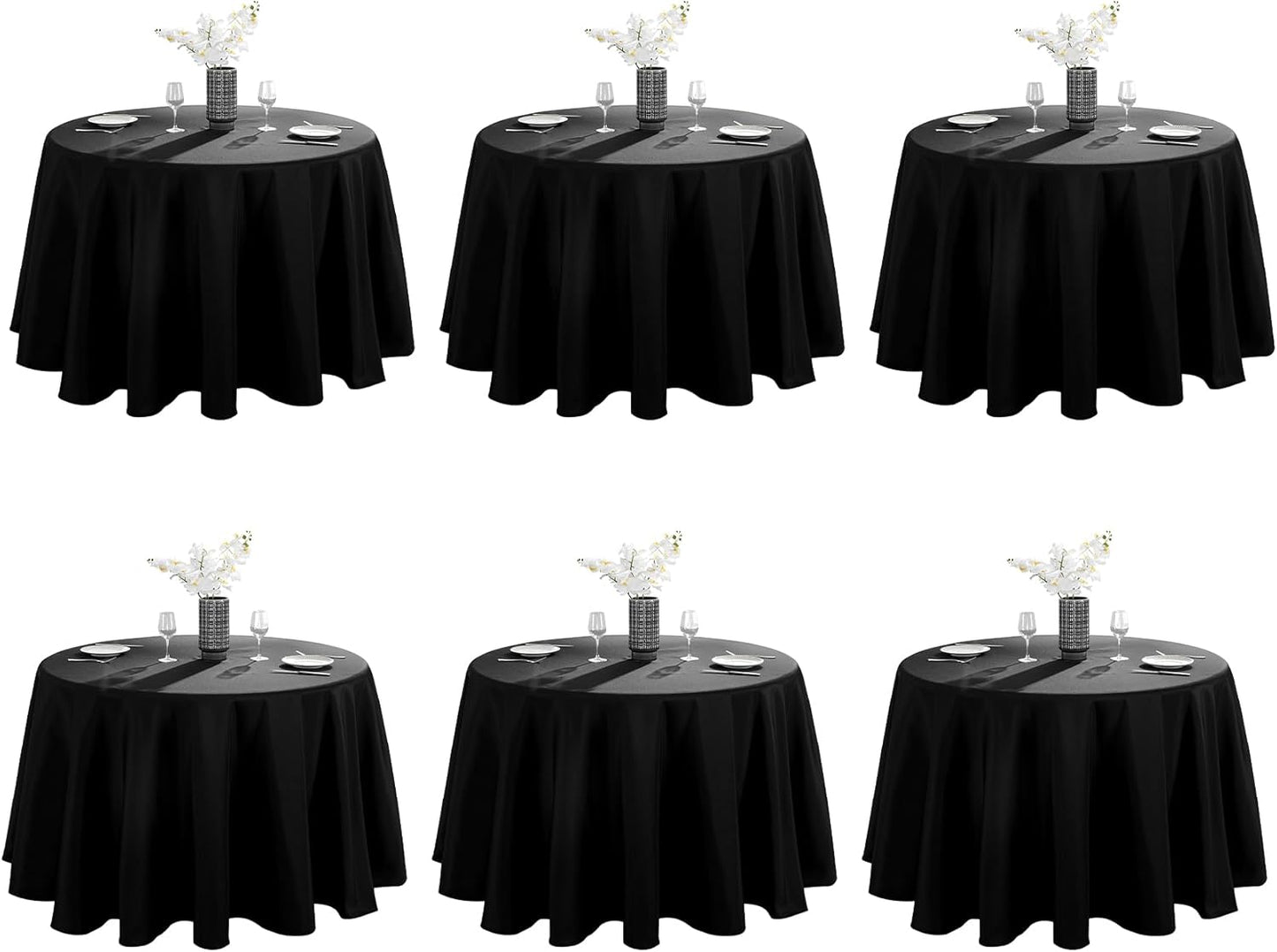 VidaFete 6 Pack 120in Round Tablecloth for Dining and Parties