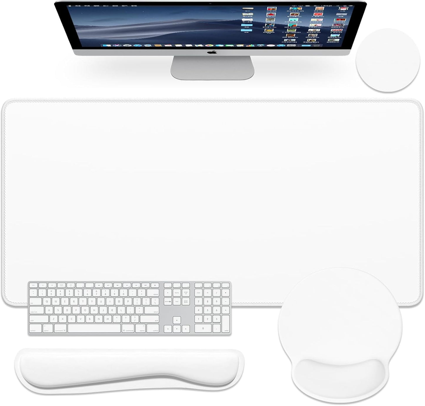 Dapesuom White Gaming Mouse Pad with Wrist Support