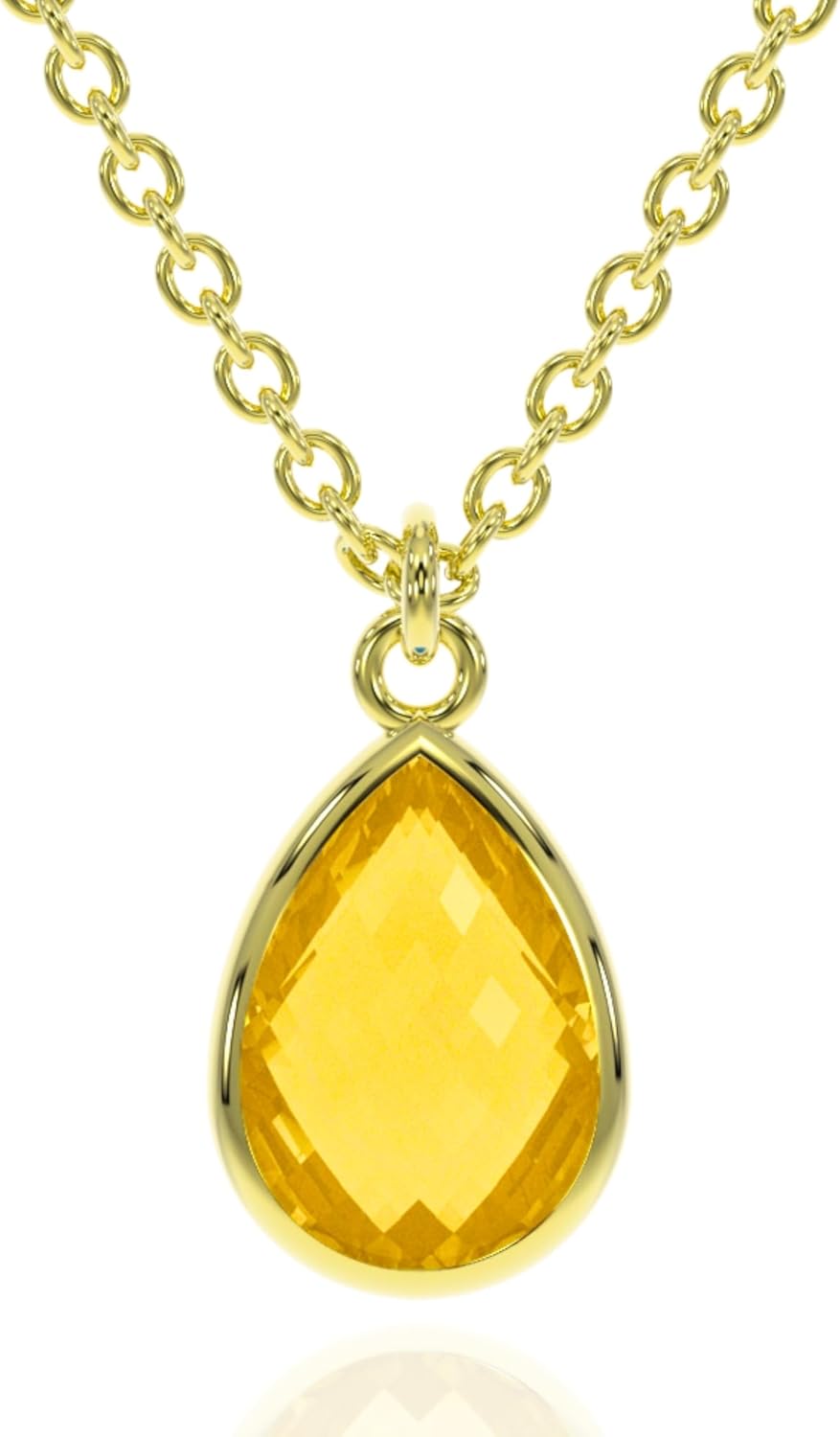 Genuine Gemstone Necklace for Women - Dainty Oval Pendant Gift