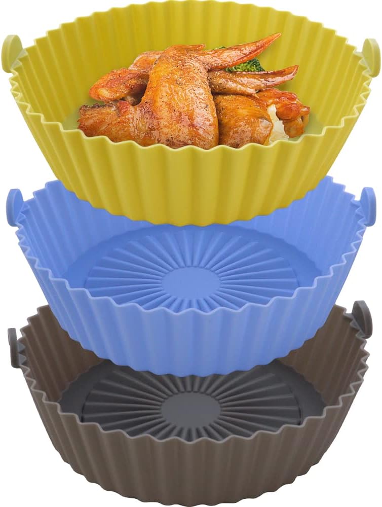 3 Pack Safe Silicone Air Fryer Liners ~ Easy Clean