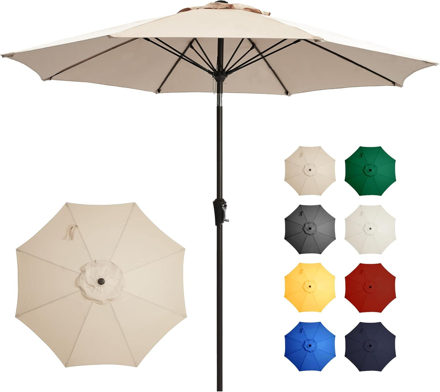 9FT Large Outdoor Patio Umbrella for Deck and Garden Use