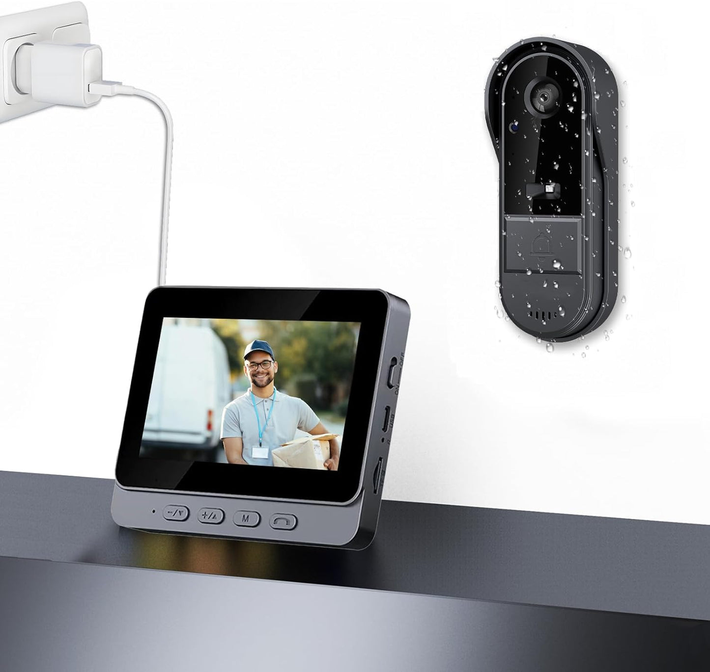 1080P Wireless Video Doorbell with Screen & Two-Way Audio