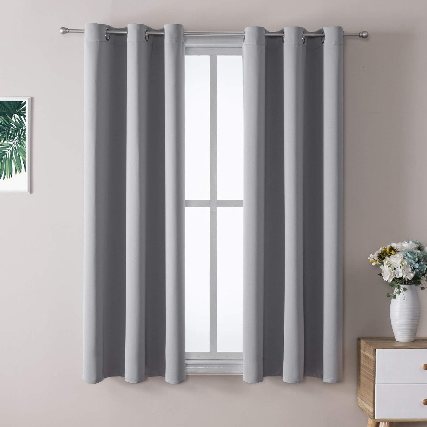 Room Darkening Blackout Curtains - Light Grey