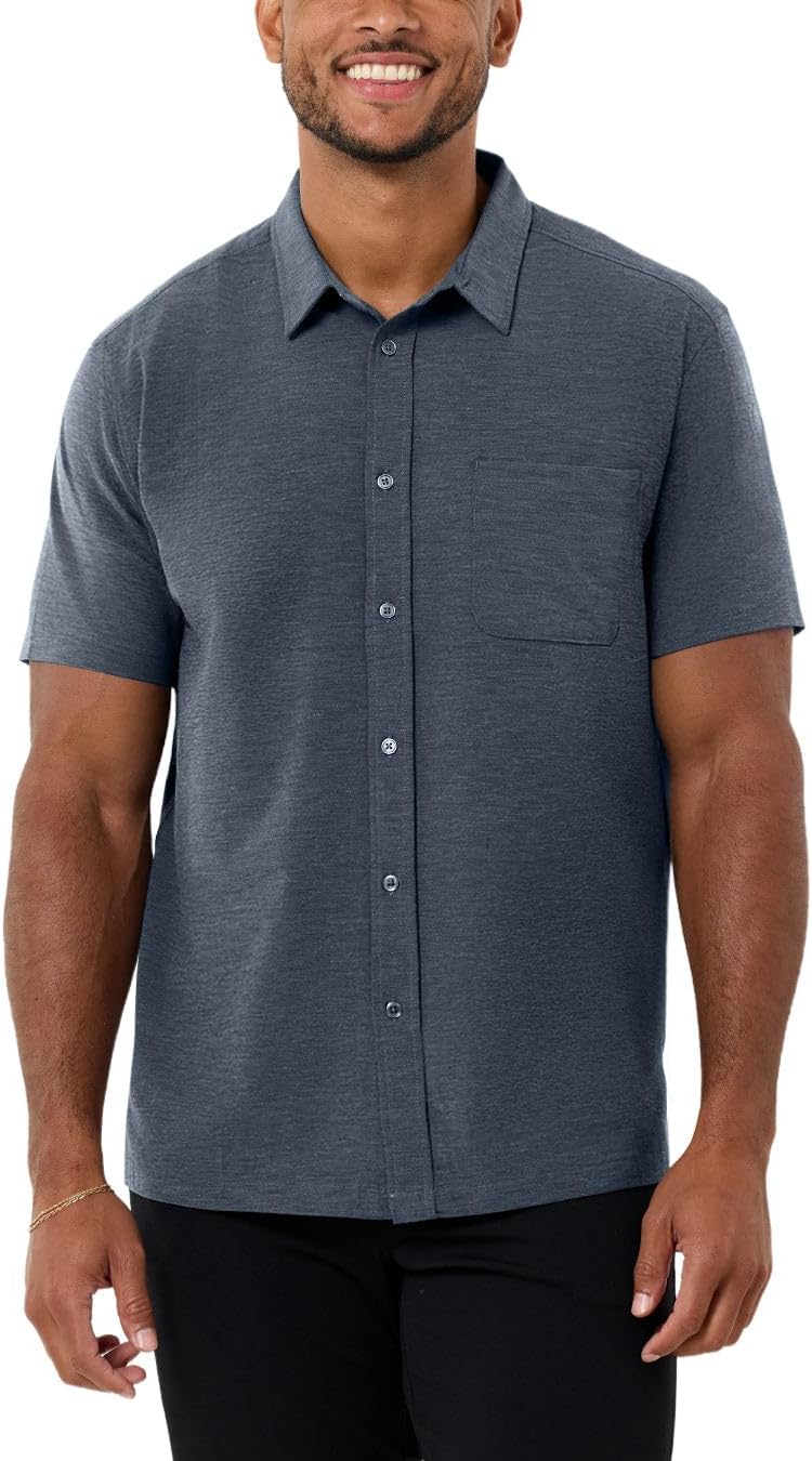 INTO THE AM Men's Short Sleeve Button Up Shirt for Every Occasion