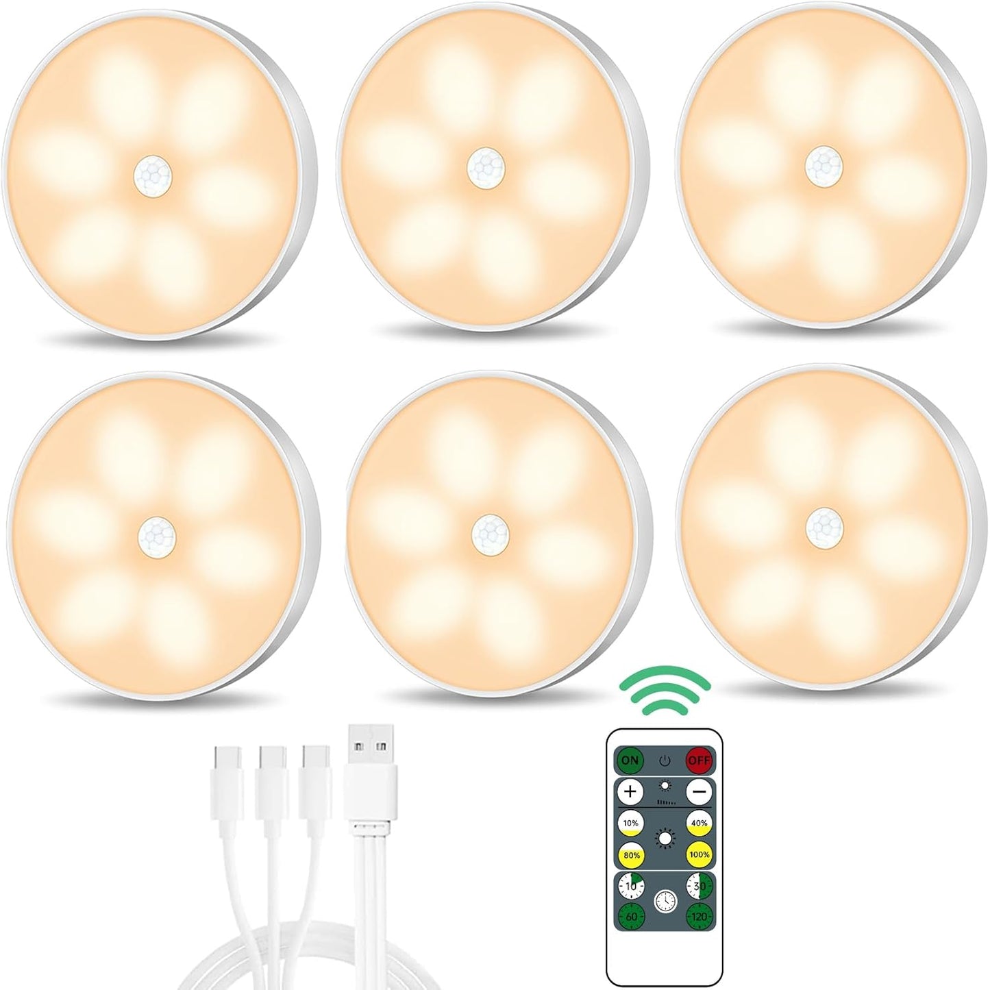 Warm Color LED Closet Lights with Motion Sensor and Remote