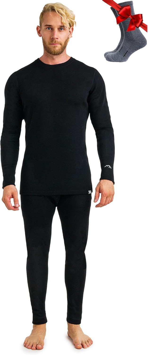 Merino Wool Base Layer Set for Men - Heavyweight Comfort