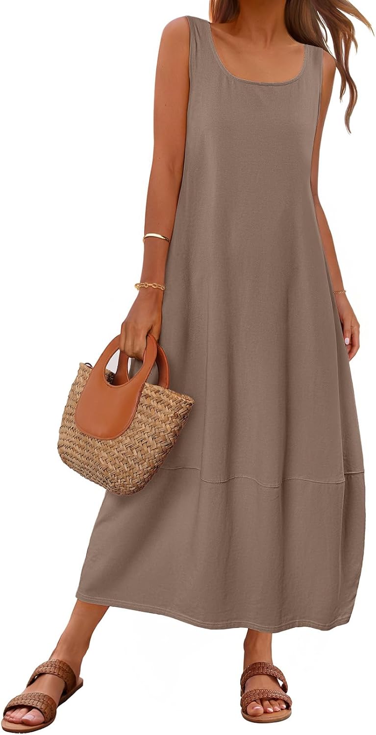 MEROKEETY Women's Casual Maxi Sundress for Summer Beach Fun