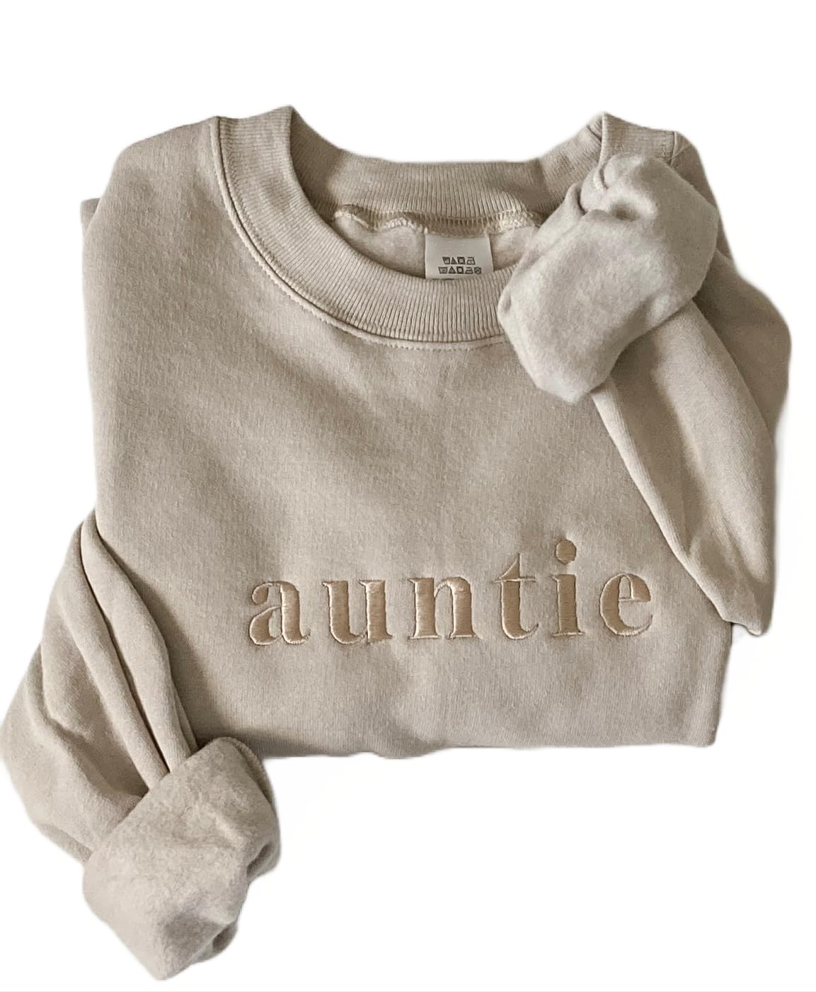 Cozy Handmade Auntie Crewneck - Embroidered (M, Sand)