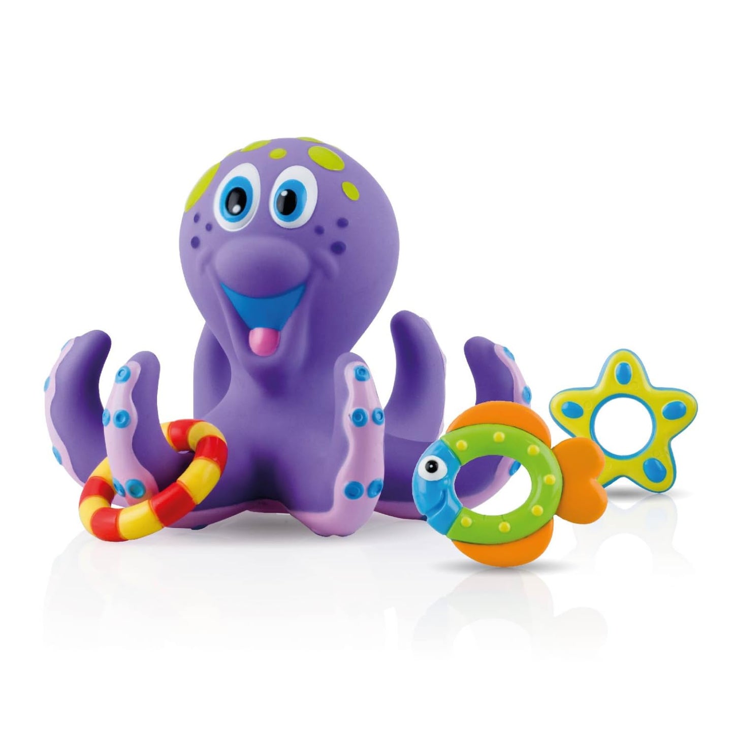 Interactive Octopus Bath Toy Set - 3 Hoopla Rings - 18+ Months - Purple