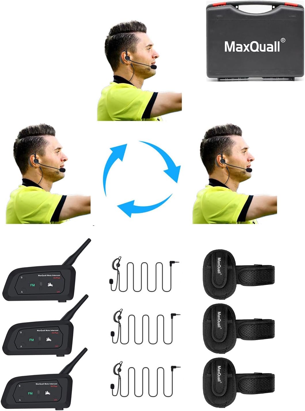 Referee Headset 3 Referees Talk Same Time Wireless Communication