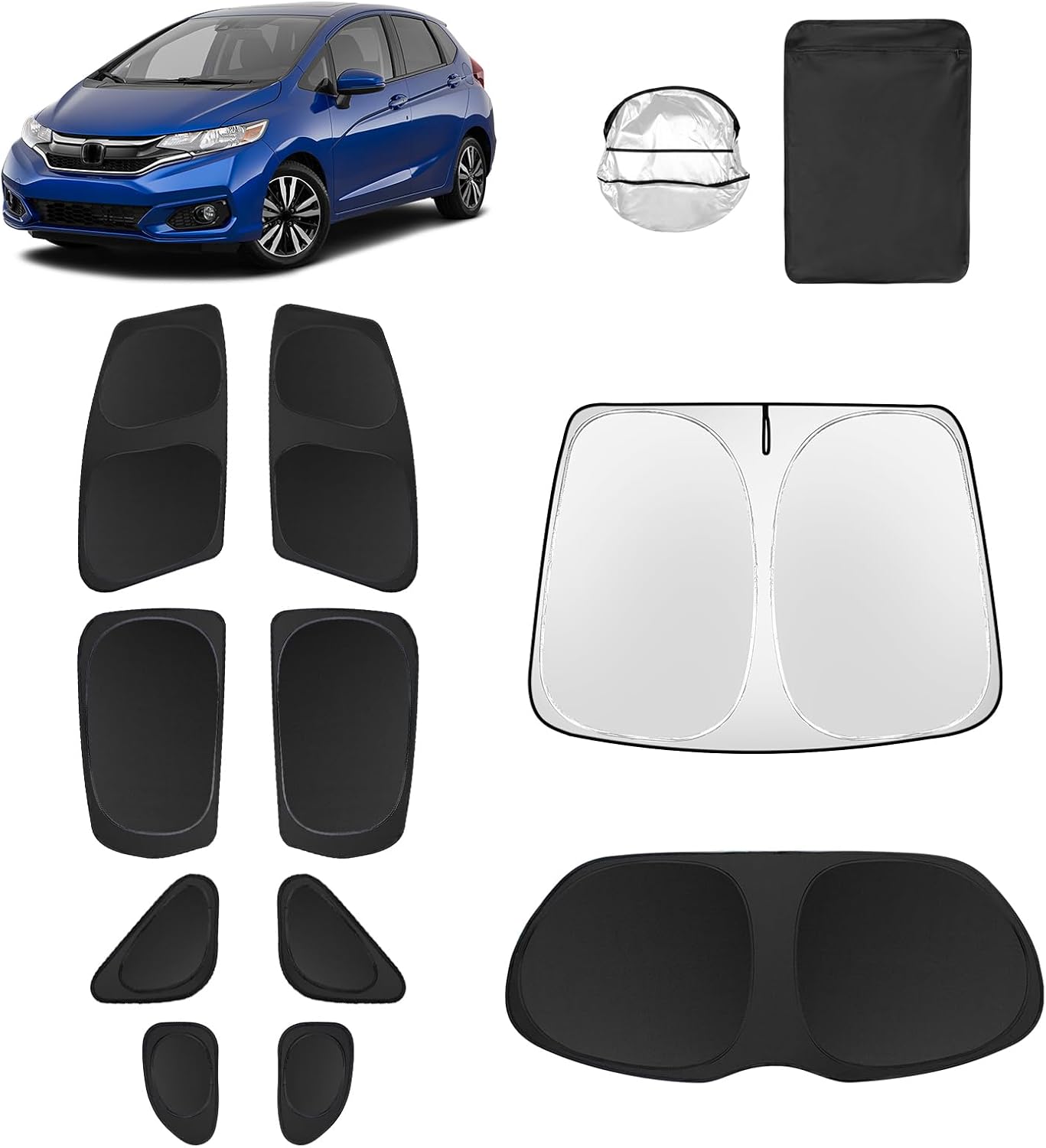 10pcs Car Window Shades for Honda Fit 2015-2020 - UV Protection