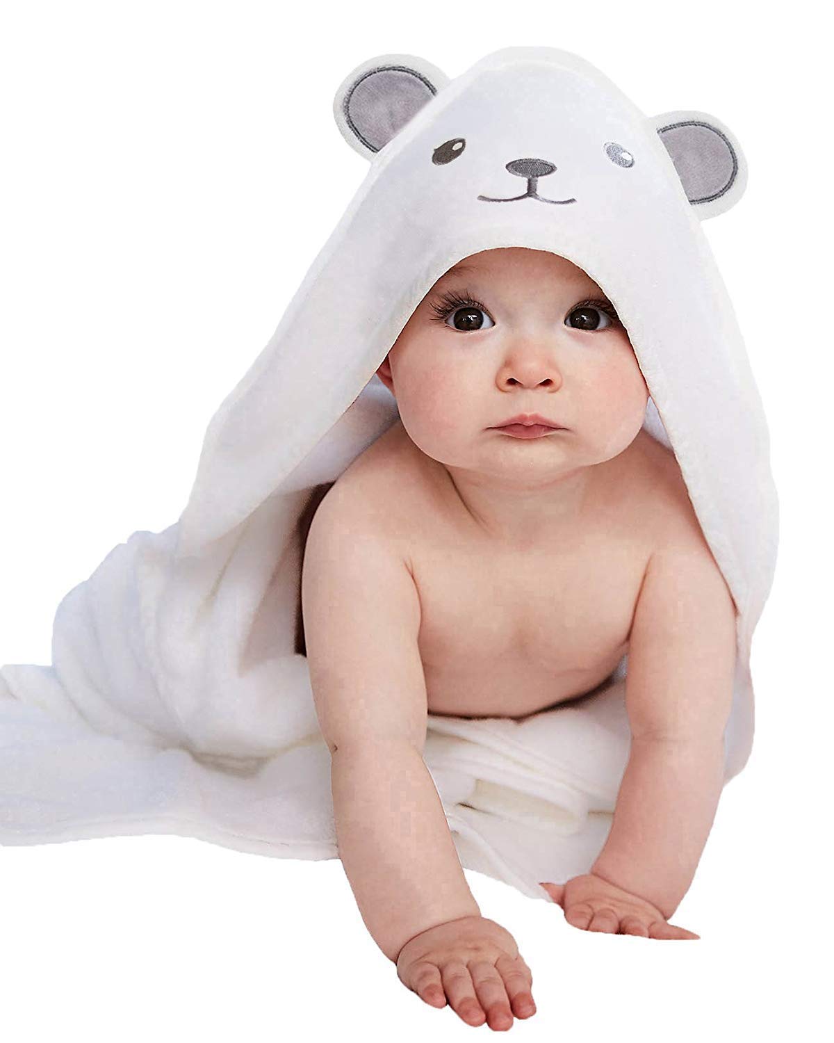 Ultra-Soft Bamboo Hooded Baby Towel - Absorbent Bear Ears