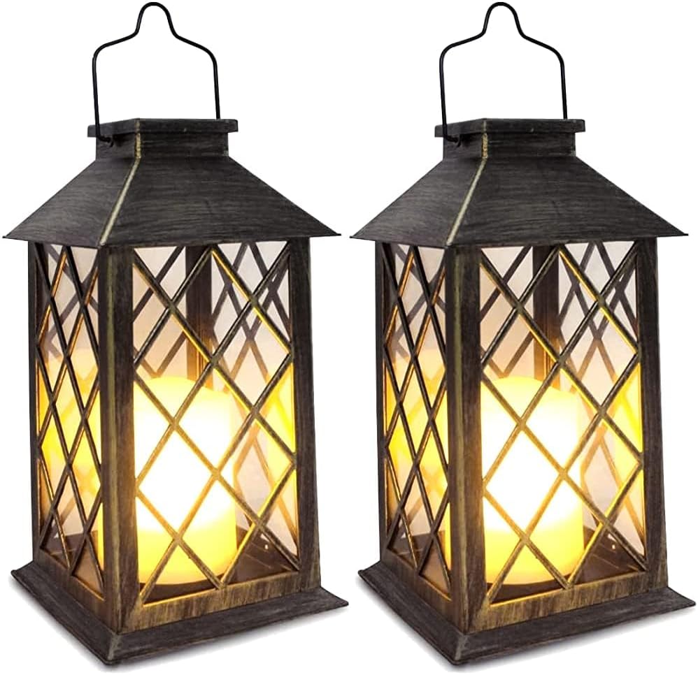 SHYMERY Solar Lanterns for Outdoor Garden, 2 Pack 14 Inch