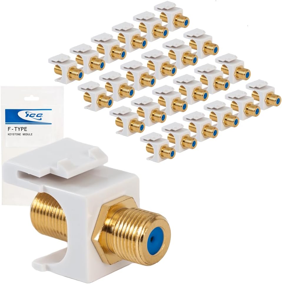 ICC F-Type Keystone Jack for Coaxial Connections, 25-Pack