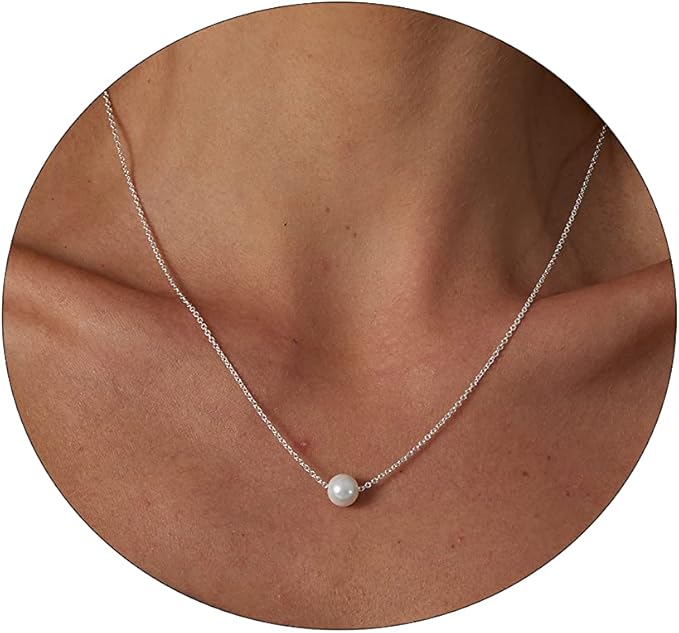 Dainty Pearl Pendant Necklaces for Women - 14k Gold Plated