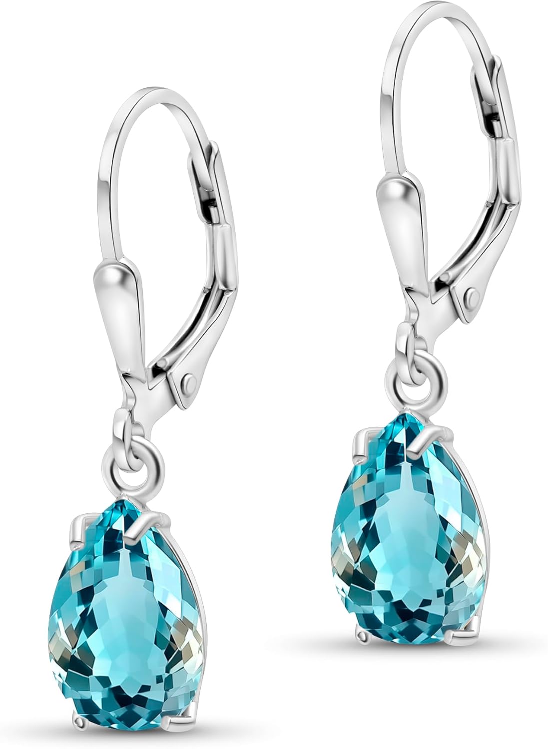 925 Sterling Silver Gemstone Earrings for Women - Blue Topaz