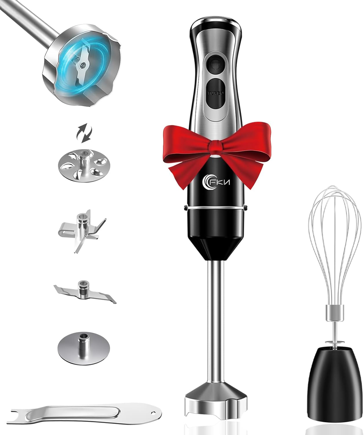 6-in-1 Hand Blender: 8 Speed, Turbo Mode, 500W Motor
