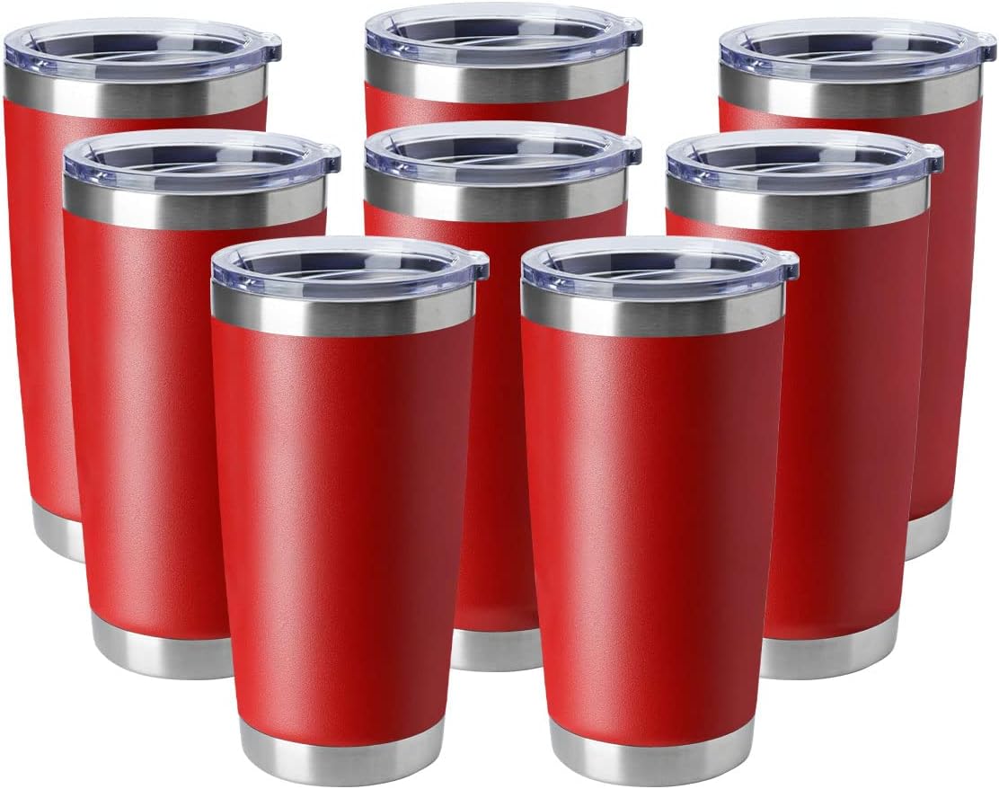 20oz Stainless Steel Tumblers for Hot and Cold Drinks - 8 Pack