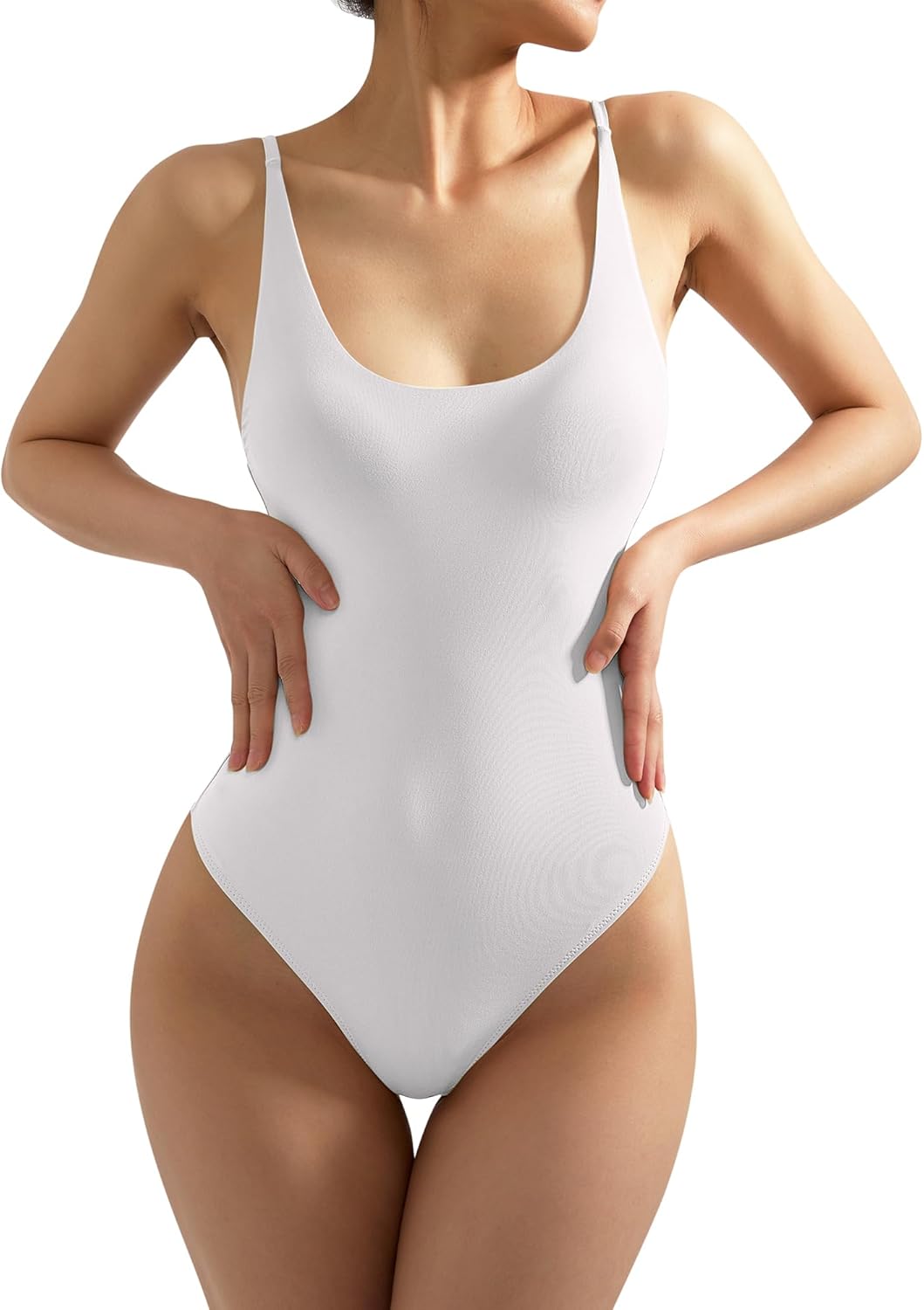 SUUKSESS Sexy Scoop Neck Thong Bodysuit for Women - Backless Cami