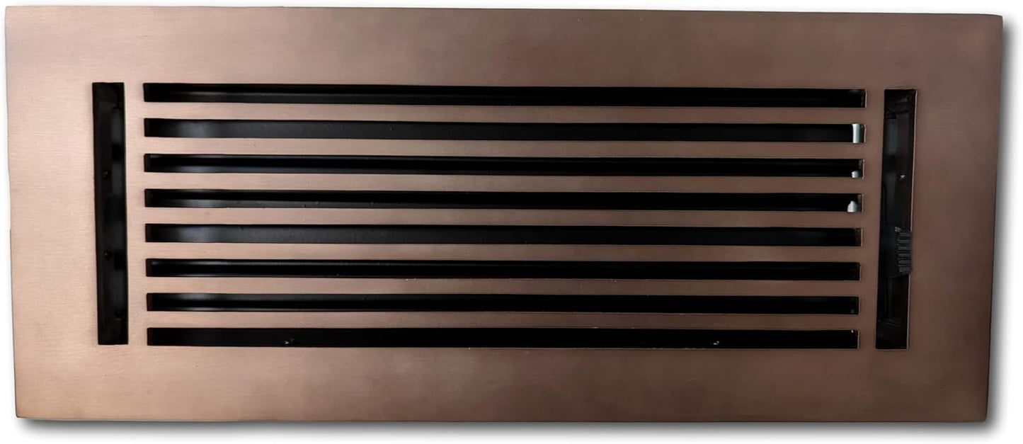 4 x 12 Cast Aluminum Linear Vent Cover with Damper - Bronze