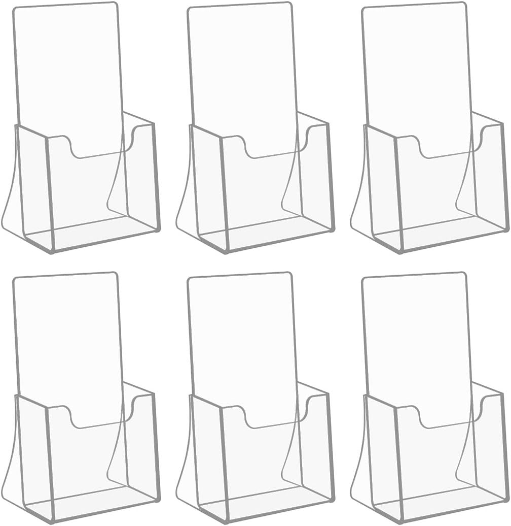 NIUBEE Acrylic Brochure Holder for 4 Trifold Pages, 6 Pack