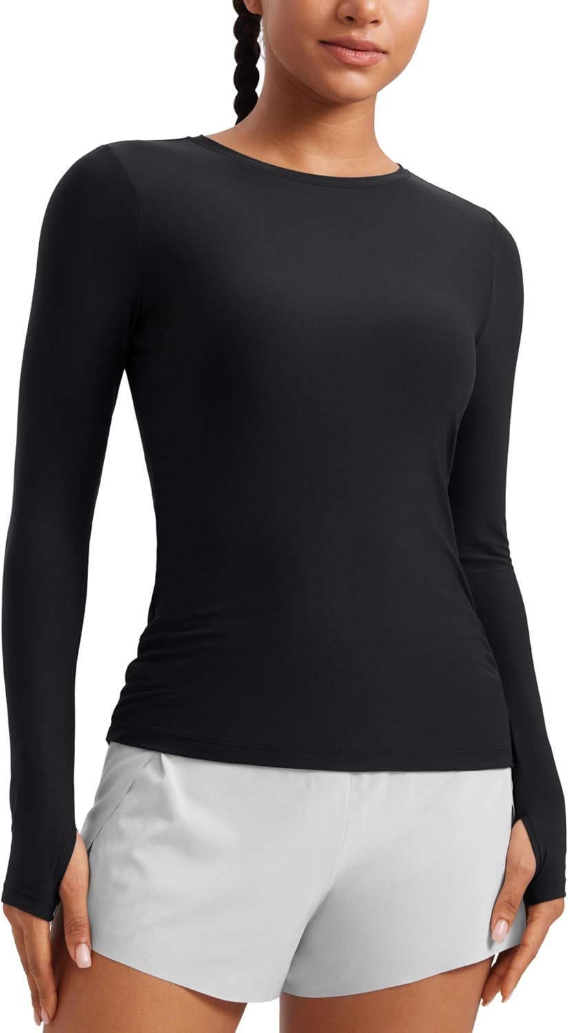 CRZ YOGA Lightweight Long Sleeve Workout Top with Thumb Hole