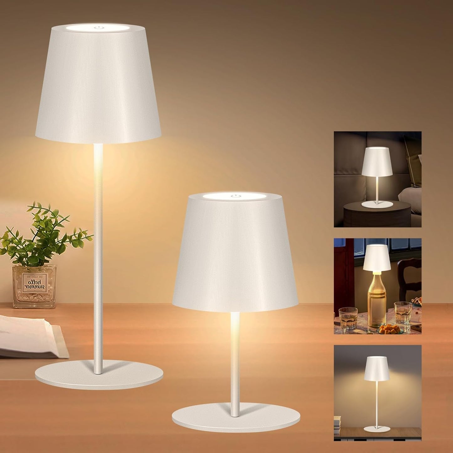 Portable Cordless Table Lamp: 3-Level Dimming, Rechargeable, Waterproof - JCHPZR