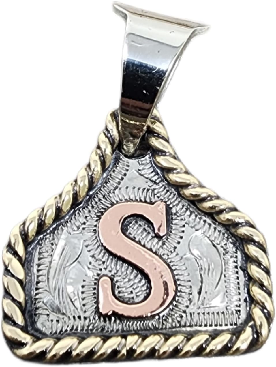 Custom Handmade Cow Tag Necklace with Copper Initial Pendant