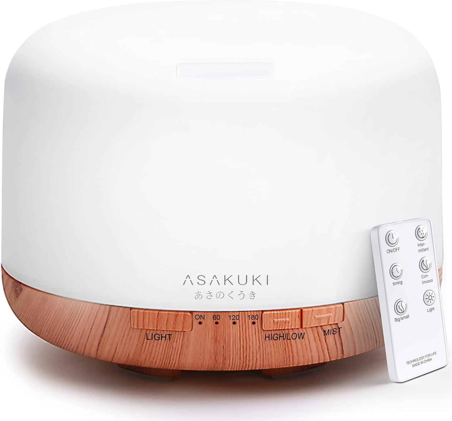 ASAKUKI 500ml Essential Oil Diffuser | Remote Control | Ultrasonic Aromatherapy | Timer