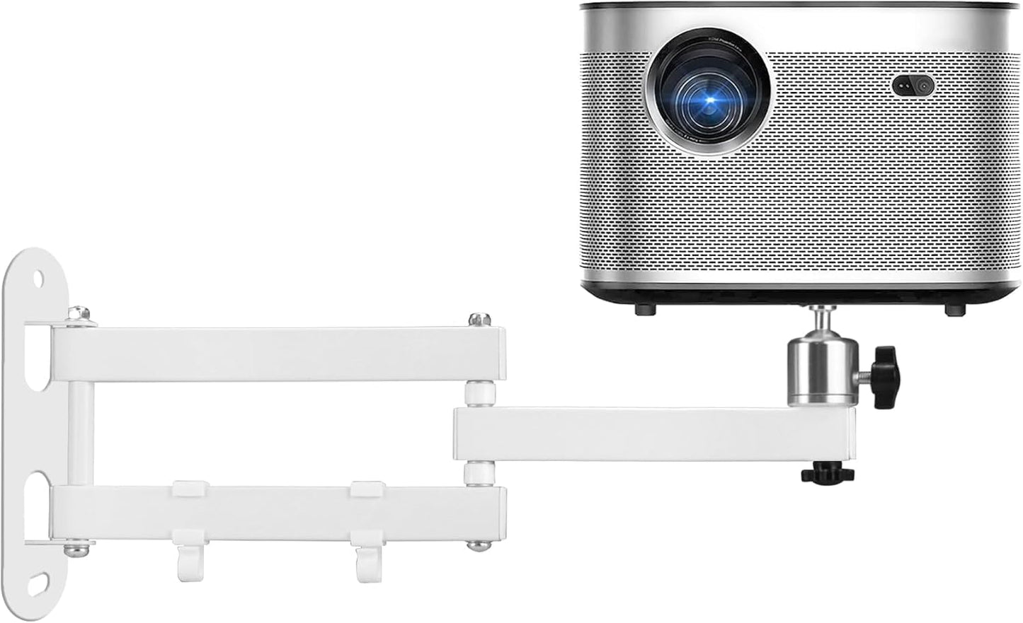 Adjustable Foldable Projector Wall Mount - Quality Steel, White Finish