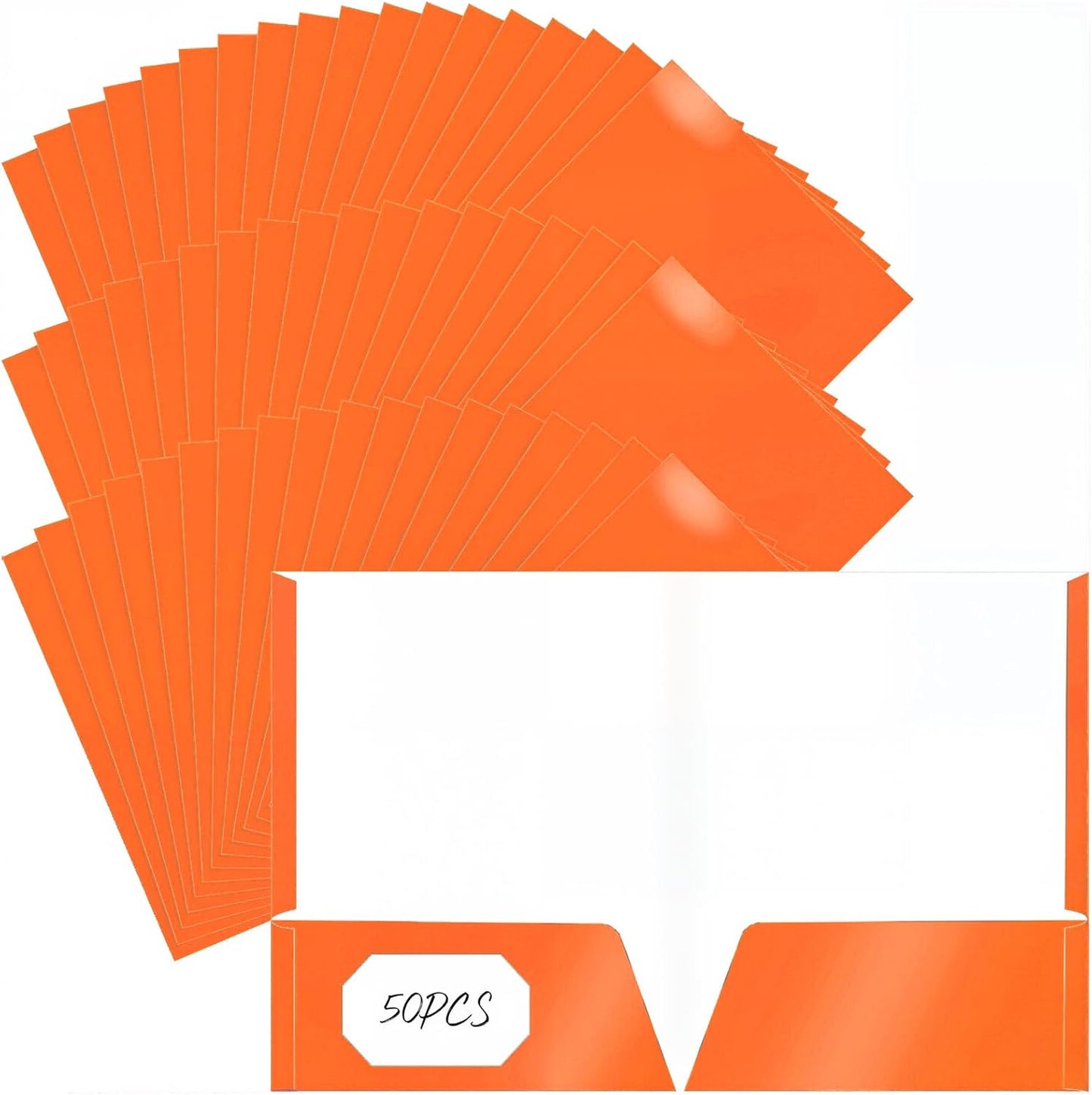 Jutom 50 Pcs 2 Pocket Glossy Paper Folders for Office Use