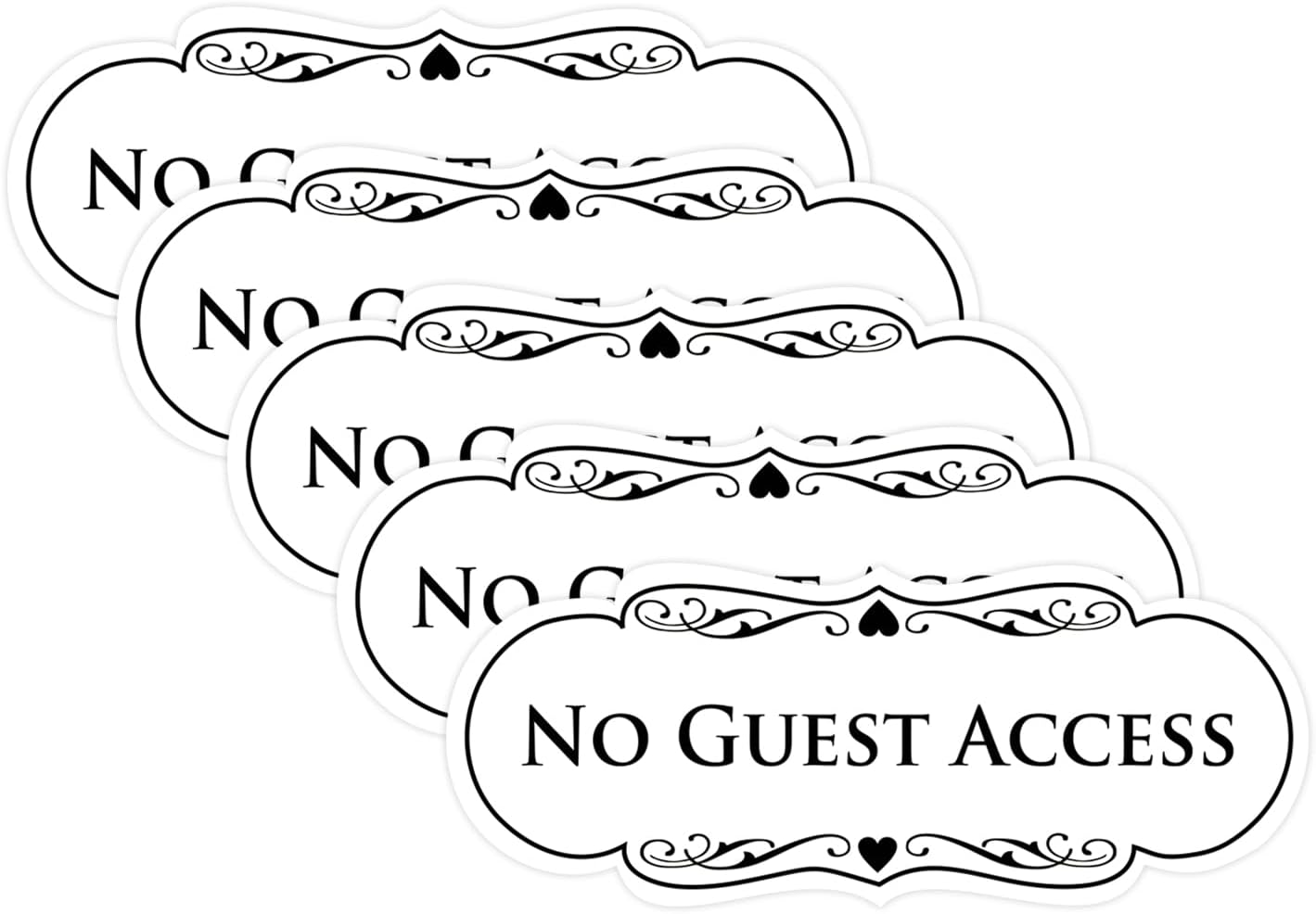 No Guest Access Wall or Door Sign - Durable Plastic 5 Pack