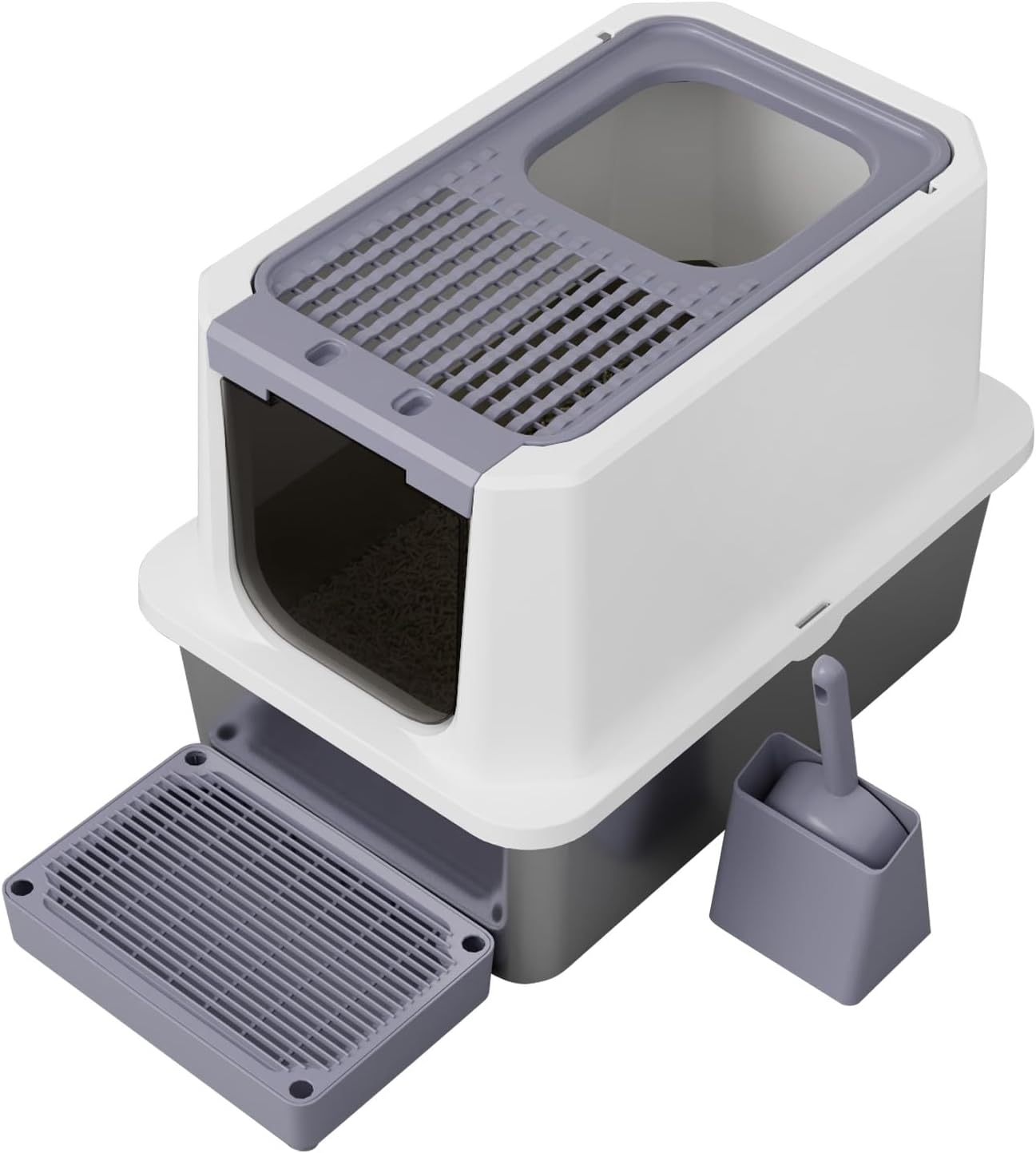 RIZZARI Stainless Steel Cat Litter Box for Small to Large Cats