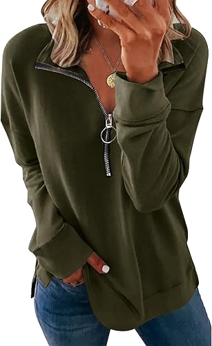 PRETTYGARDEN Women's Casual 1/4 Zip Pullover Long Sleeve Jacket