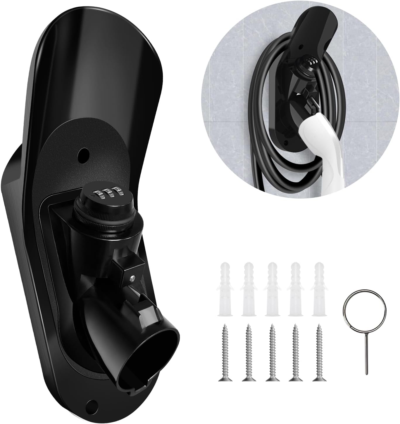 Secure Wall Mount EV Charger Holder with Lock