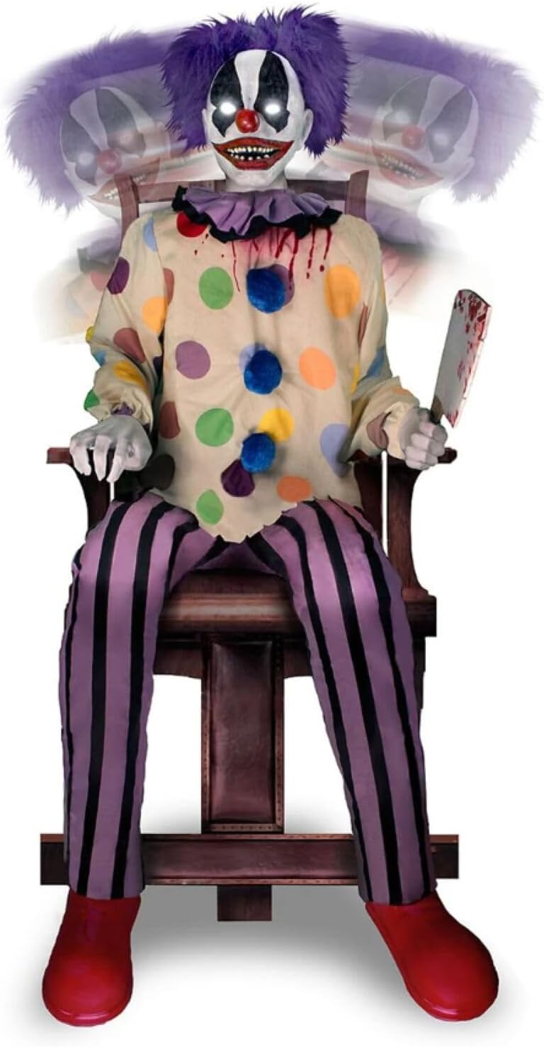 Haunted Hill Farm Motion-Activated Thrashing Clown for Halloween