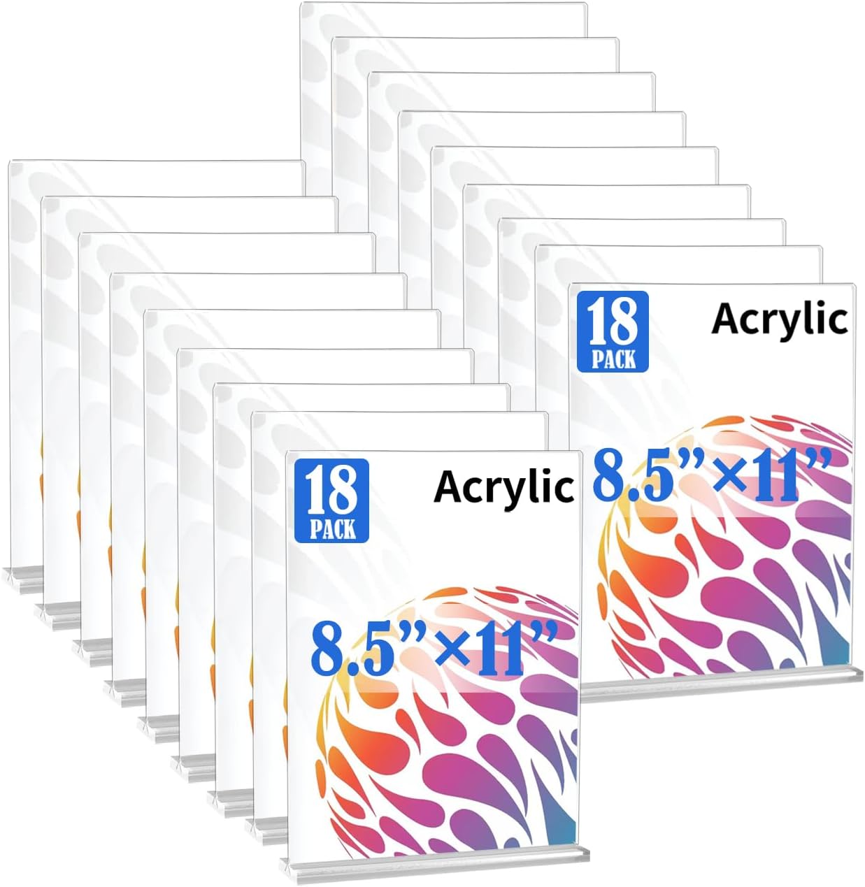 18 Pack Acrylic Sign Holder 8.5 X 11 for Office and Events