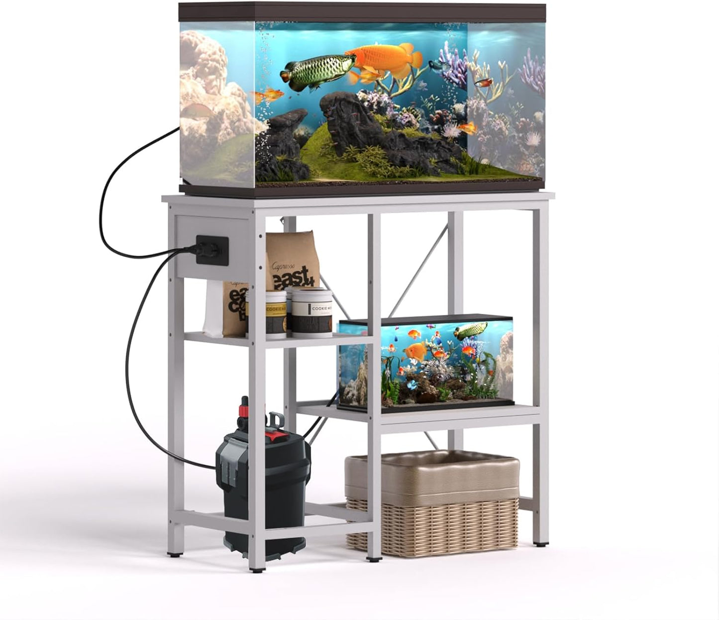 20-29 Gallon Fish Tank Stand with Power Outlet & LED Light