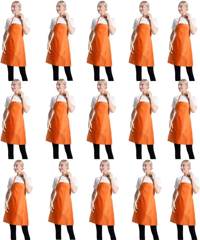 Orange Color Plain Bib Aprons Bulk for Cooking and Painting