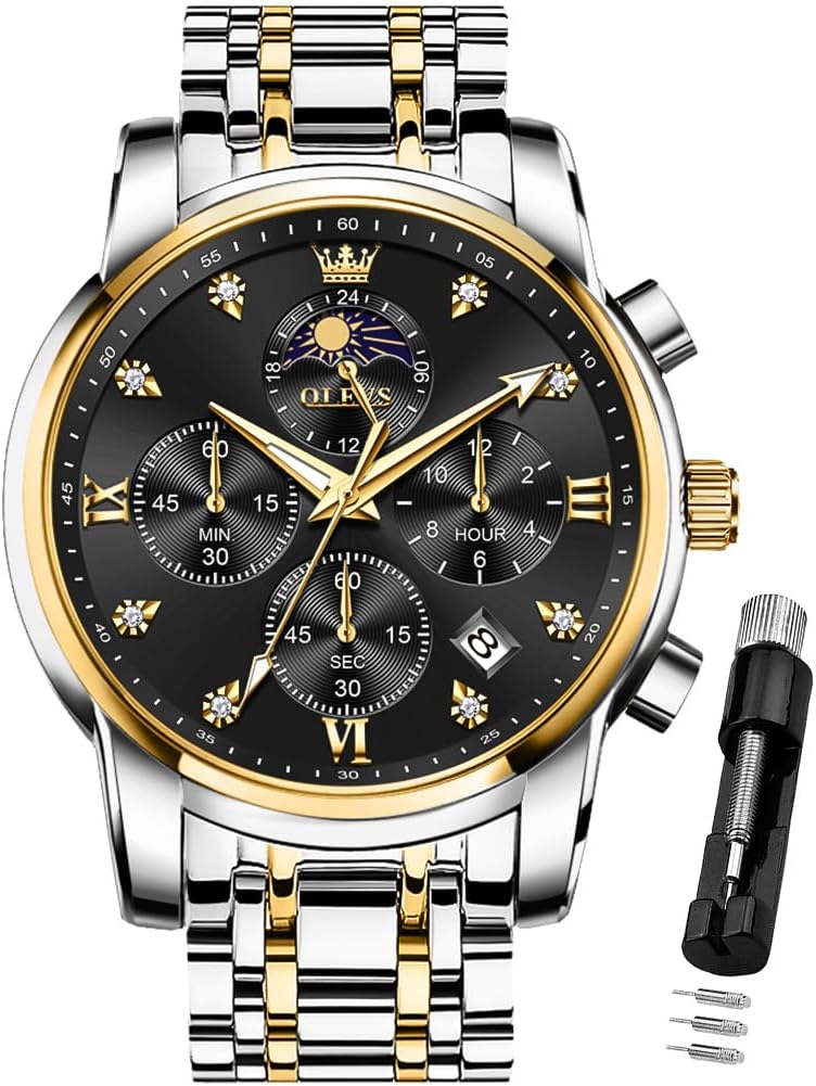 OLEVS Men's Diamond Business Dress Watch - Luxury Casual Timepiece