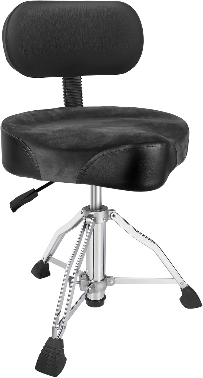 AKLOT Saddle Drum Throne with Backrest for Comfortable Drumming