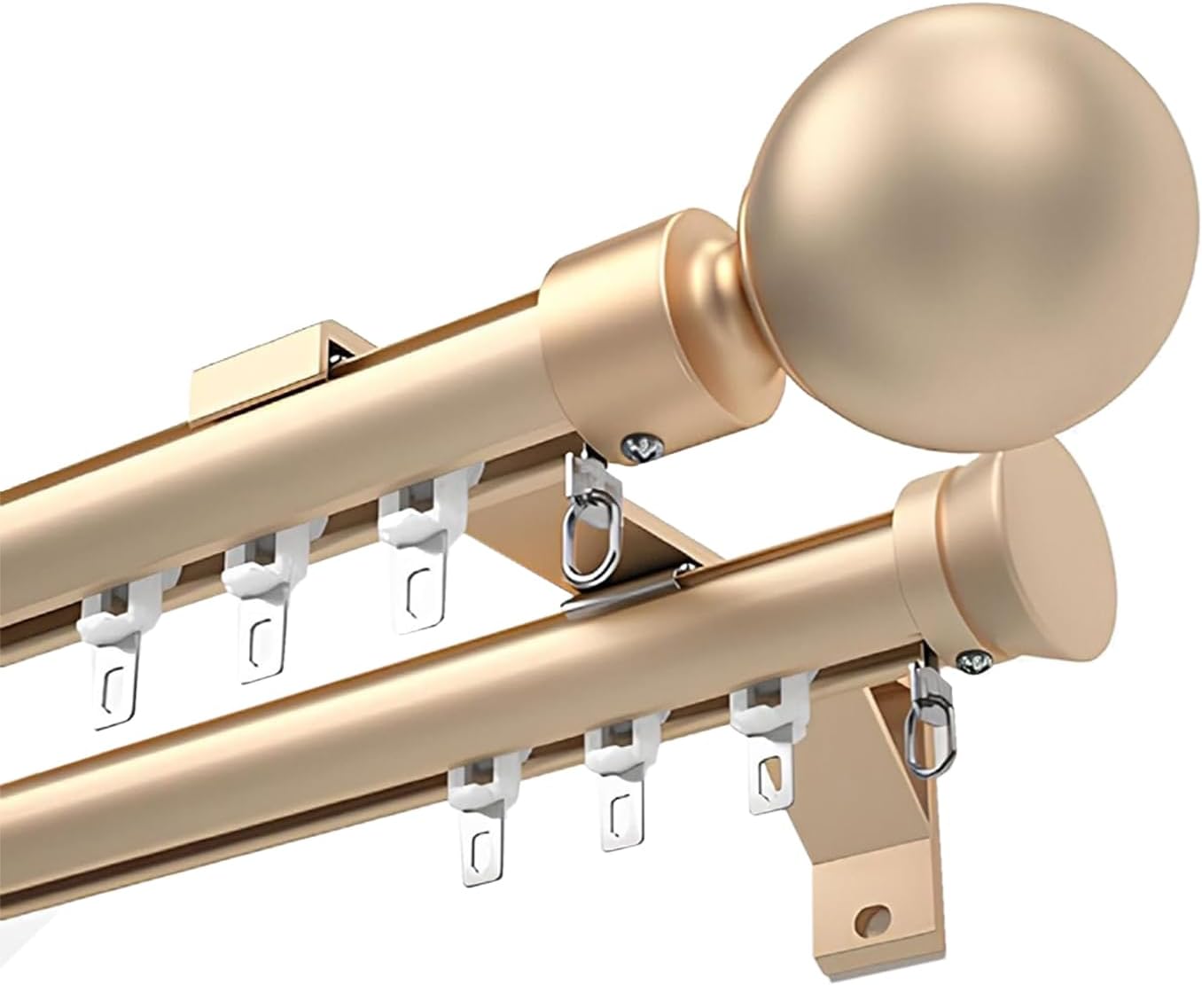 Silent Double Curtain Rail with Complete Kit - Gold, 4m