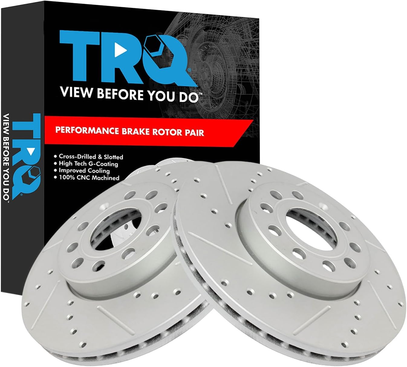 TRQ Front Performance Brake Rotor Set for Audi A3 and VW Golf