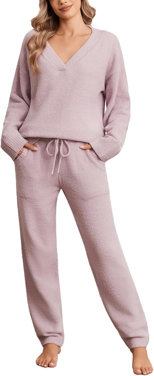 Snuggle Sac Pajamas for Women Set V Neck Ultra Soft Pjs