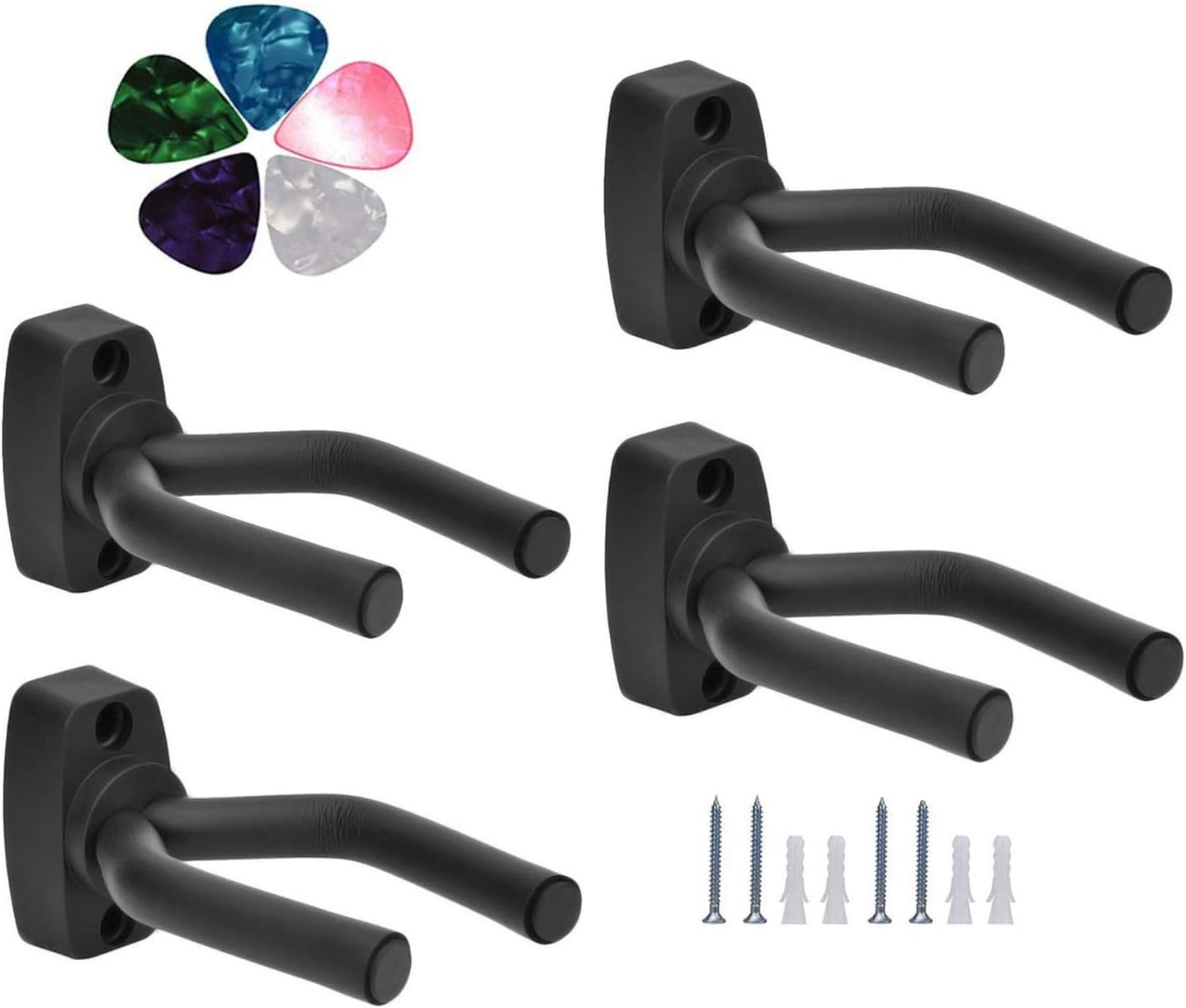 4 Pack Guitar Wall Hanger Set: Easy Install, Secure Hold