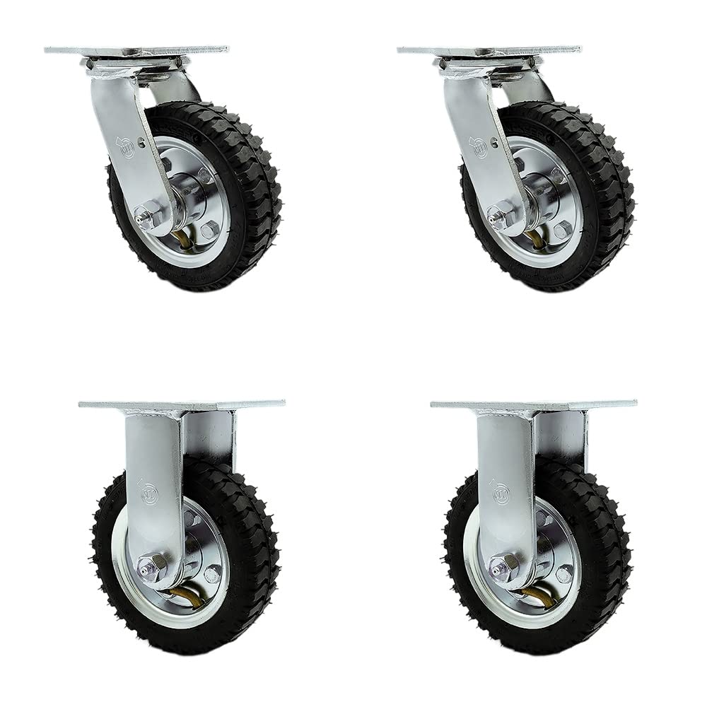 6 Inch Swivel Pneumatic Casters Set of 4 for Heavy Duty Use