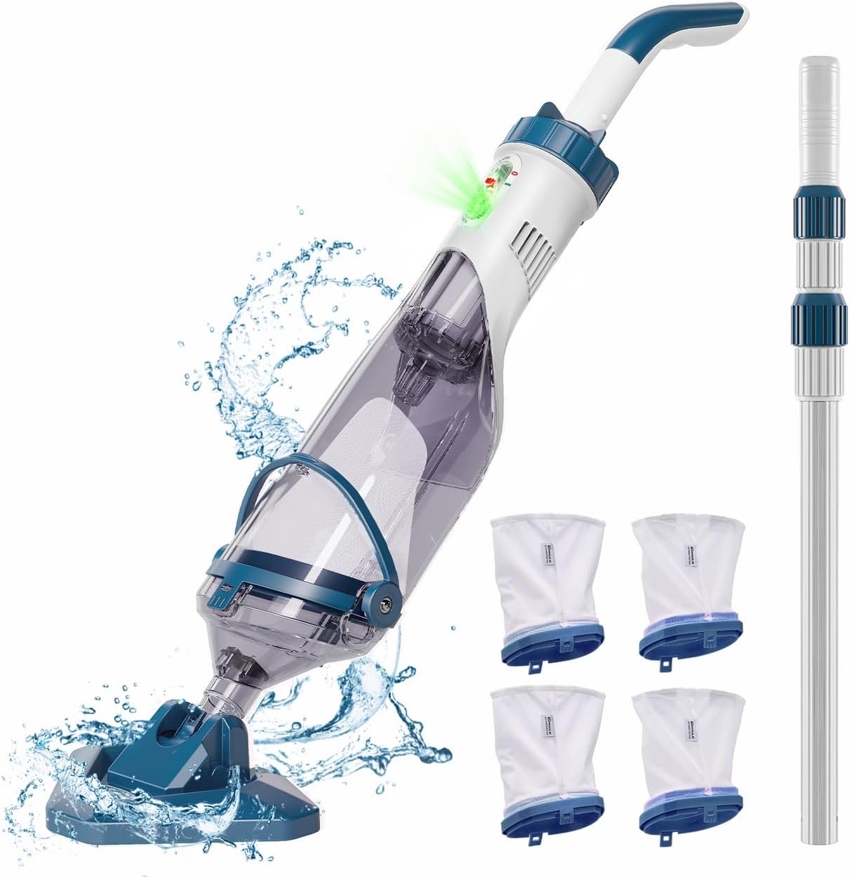 Enhulk Cordless Pool Vacuum with Strong Suction for Deep Cleaning 60ft
