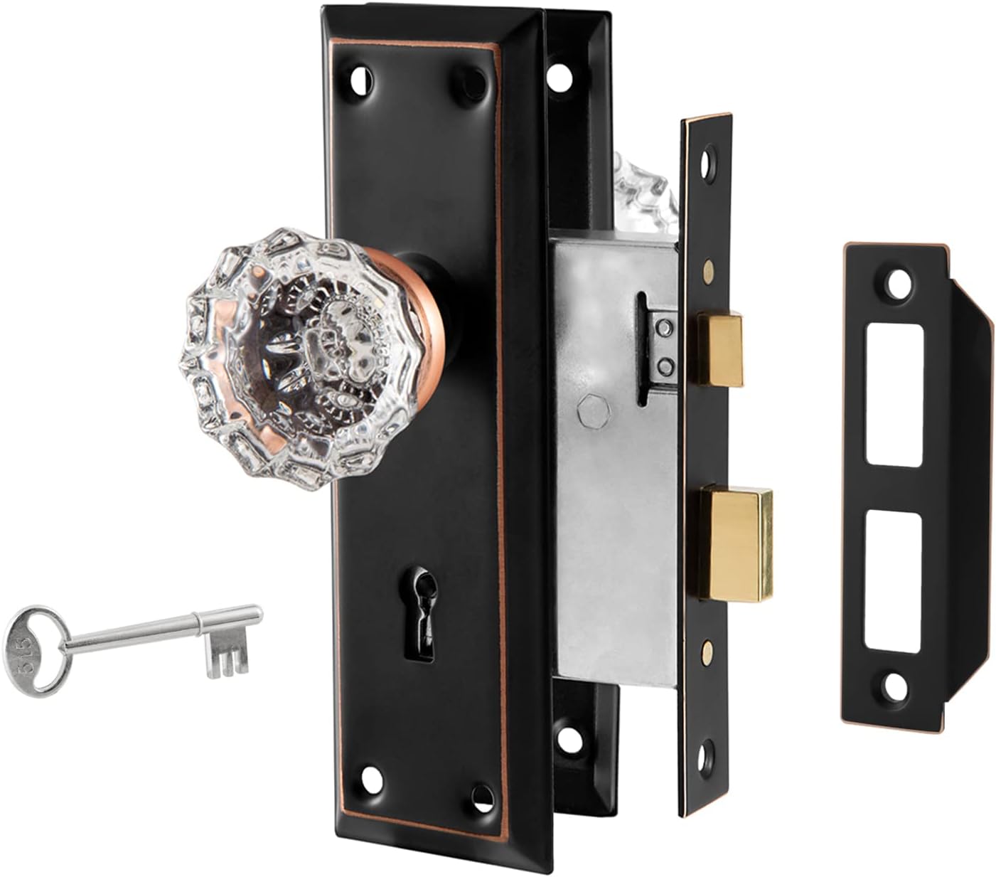 Upgraded Mortise Lock Set with Antique Vintage Style Knobs