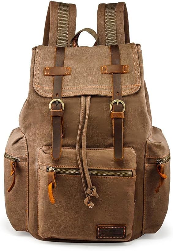 GEARONIC Vintage Canvas Backpack for Travel and Hiking Needs