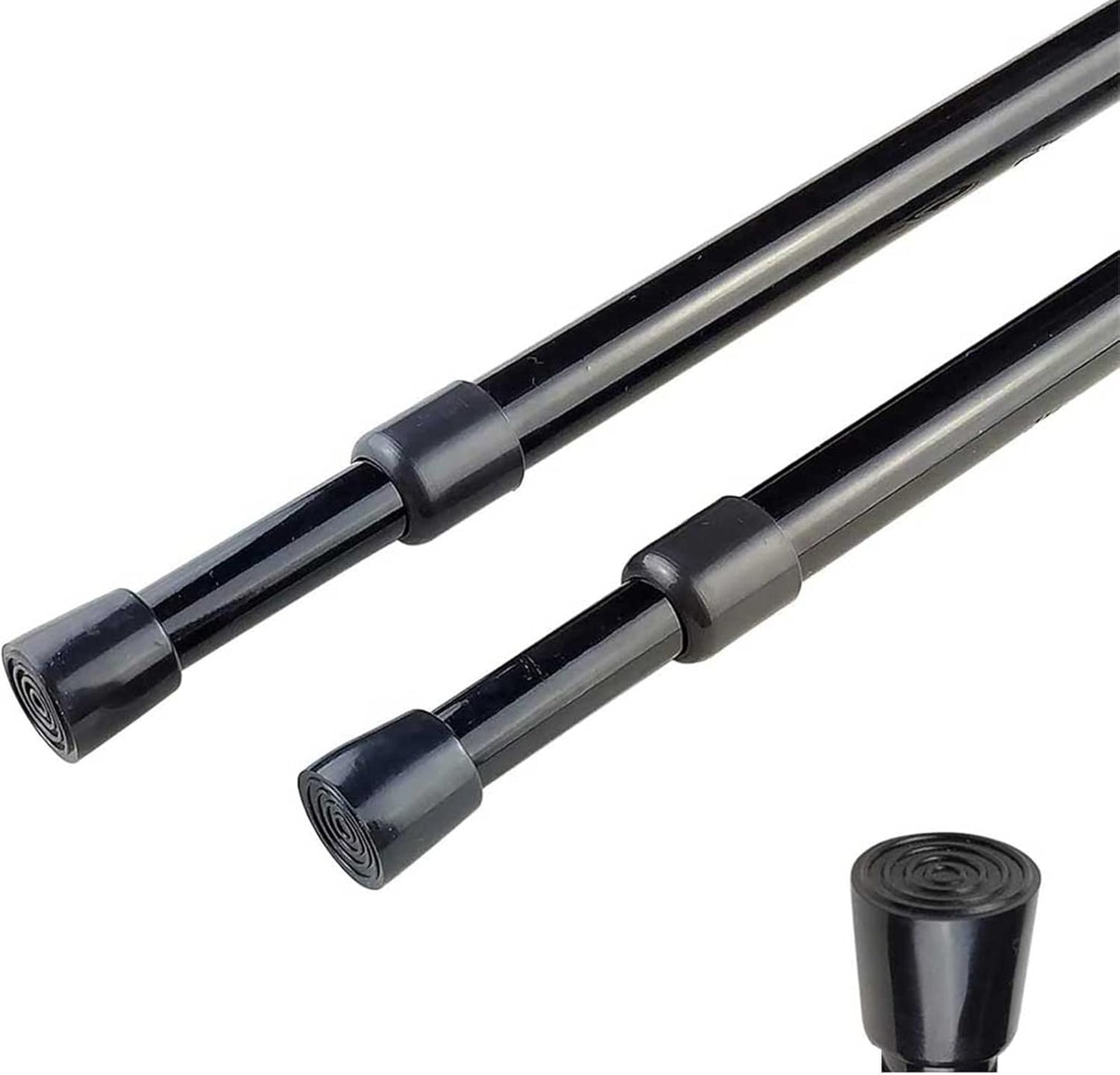 Adjustable Black Curtain Rods - Easy Install & Expandable